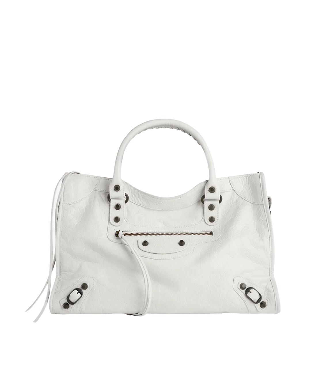 BALENCIAGA Белая кожаная сумка тоут, фото 1