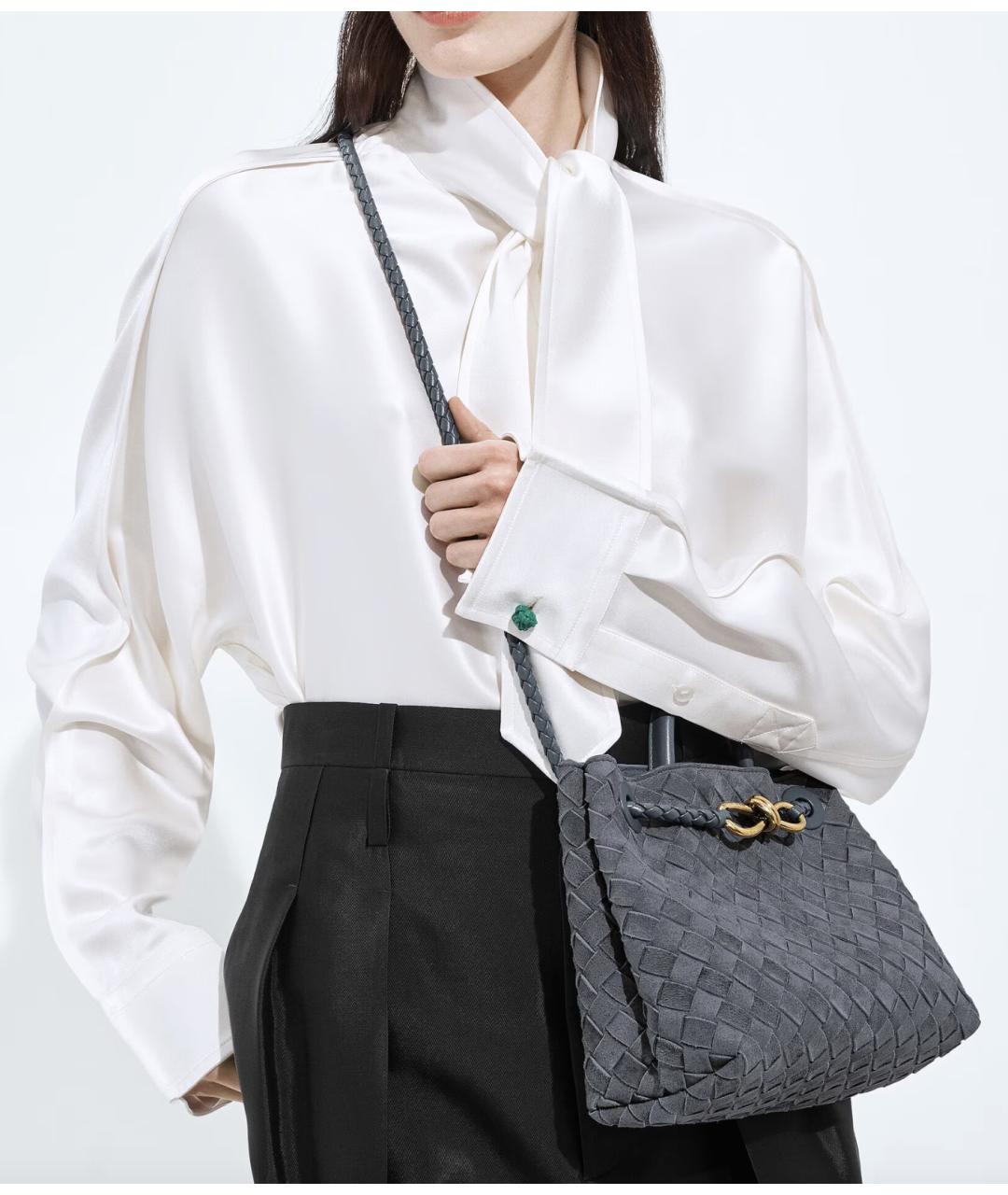 BOTTEGA VENETA Голубая замшевая сумка тоут, фото 6