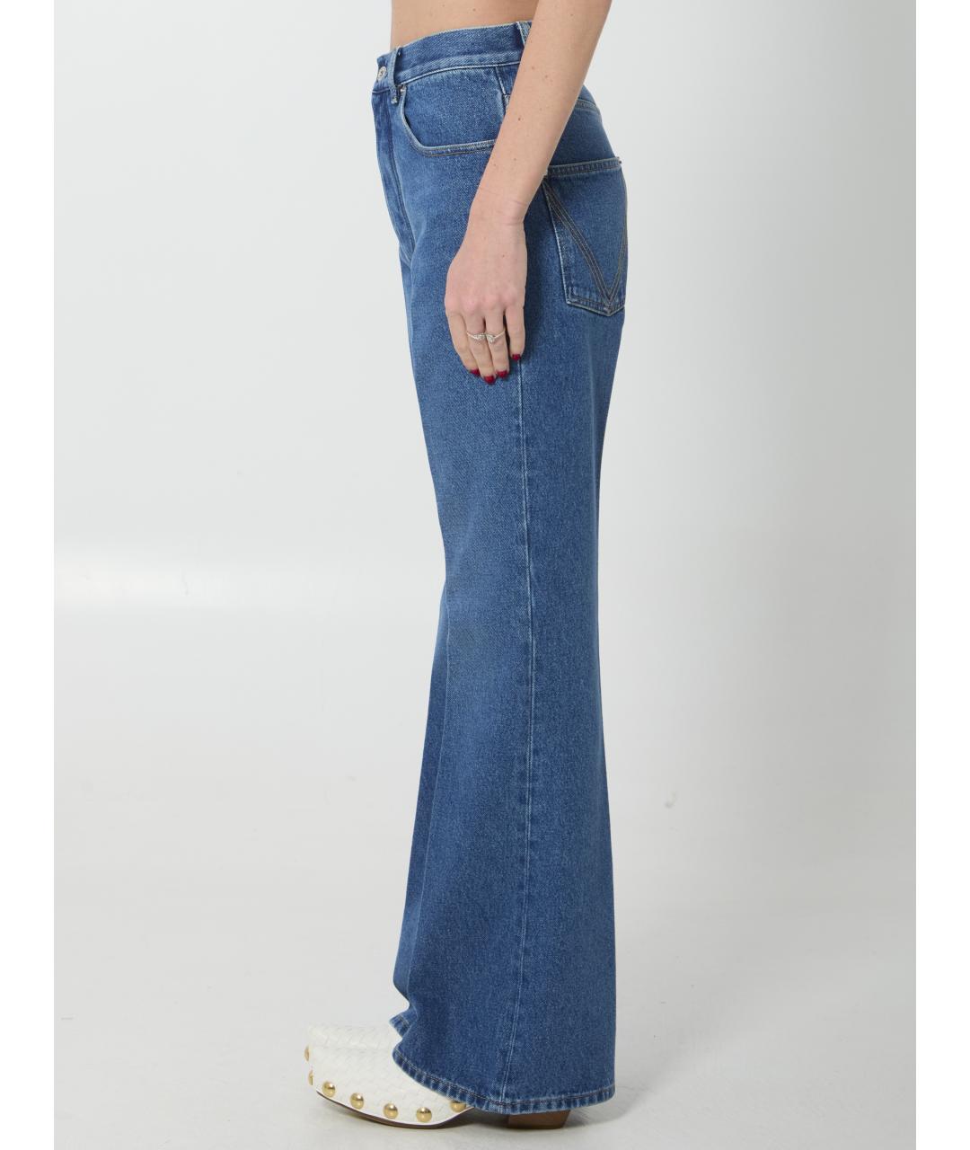 BOTTEGA VENETA Голубые хлопковые прямые джинсы, фото 3