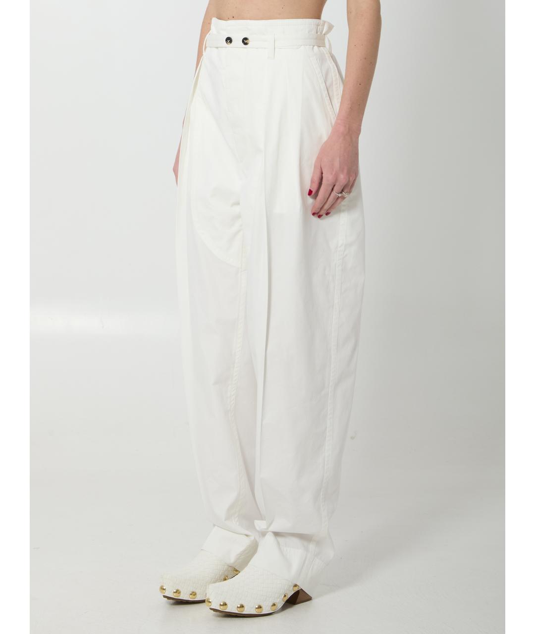 BOTTEGA VENETA Белые хлопковые прямые брюки, фото 2