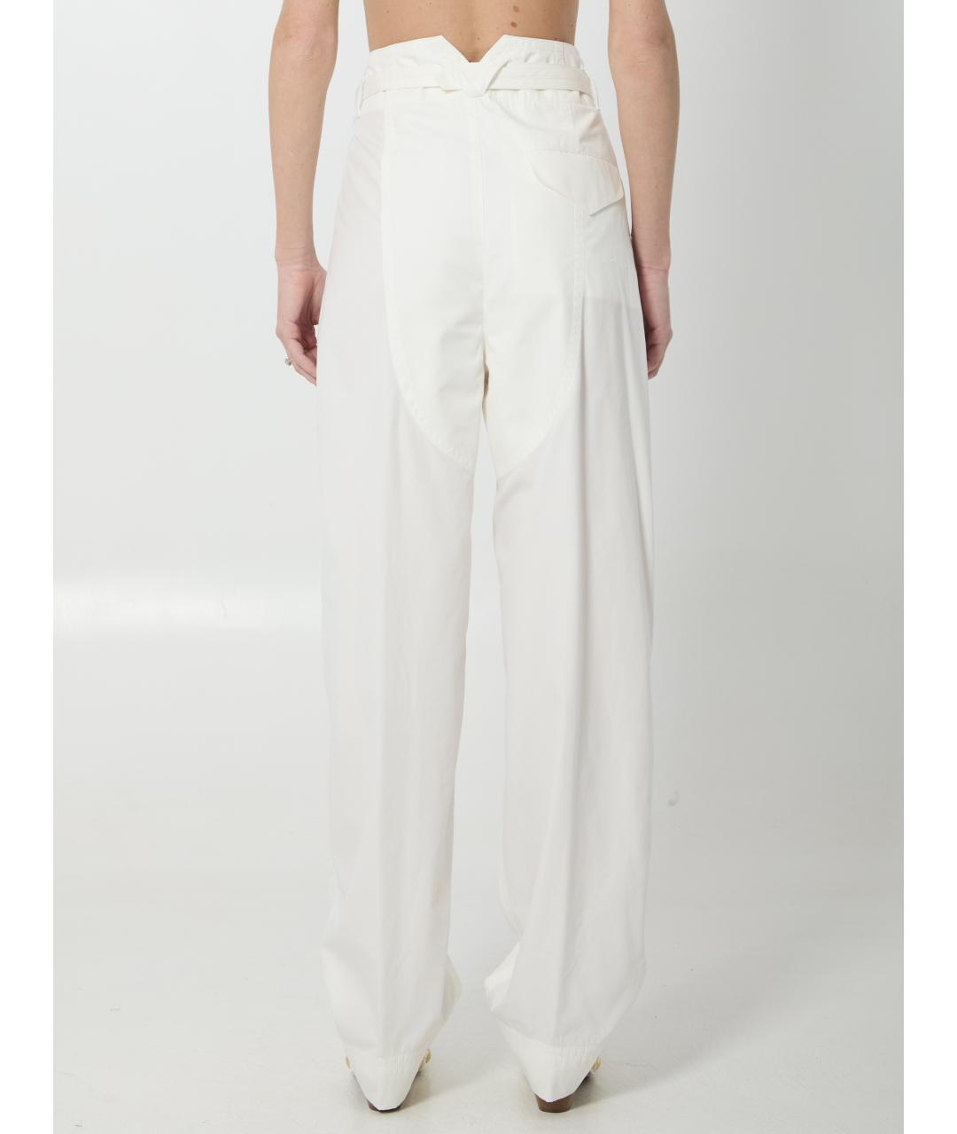 BOTTEGA VENETA Белые хлопковые прямые брюки, фото 4