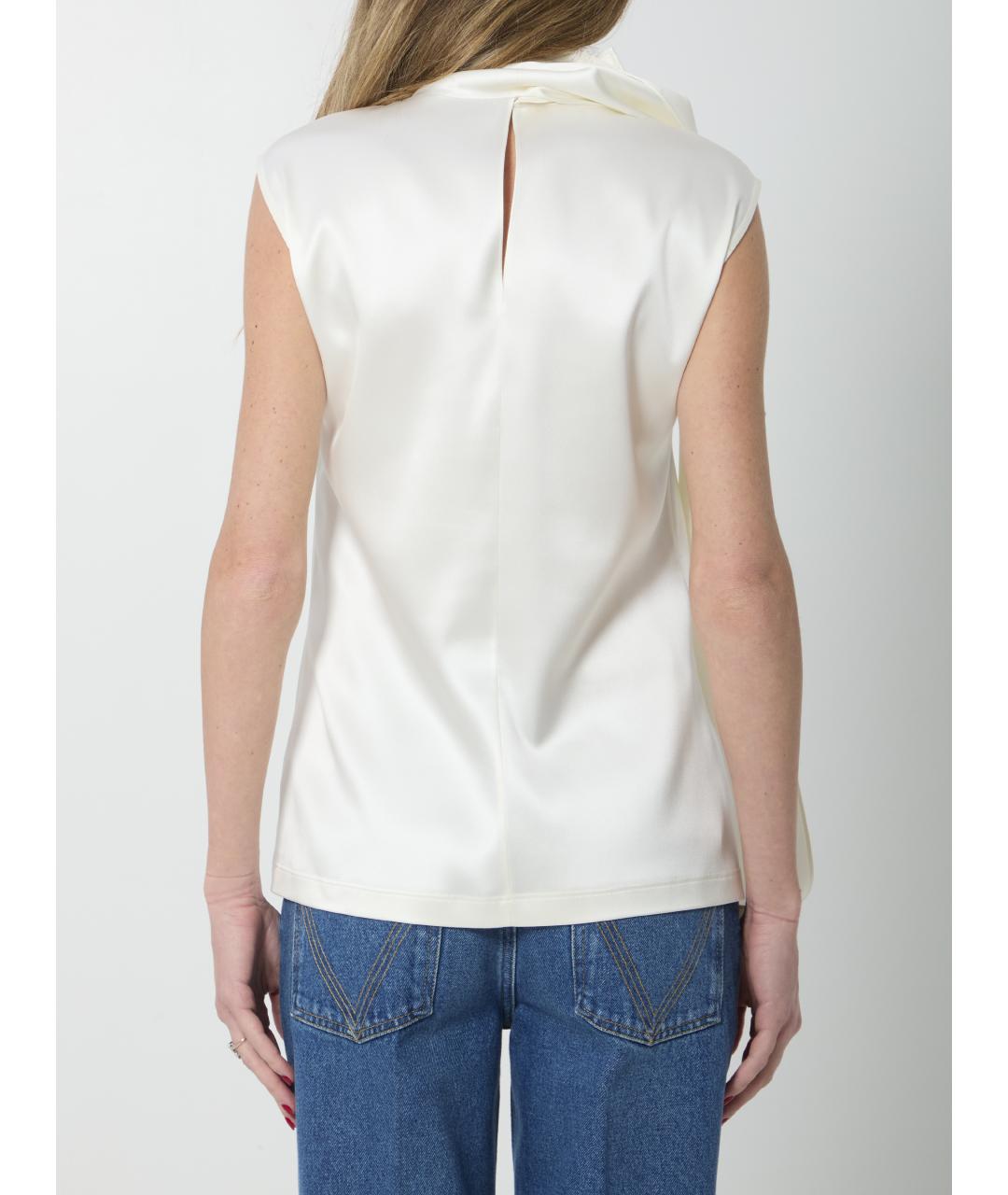 BOTTEGA VENETA Белая шелковая блузы, фото 4