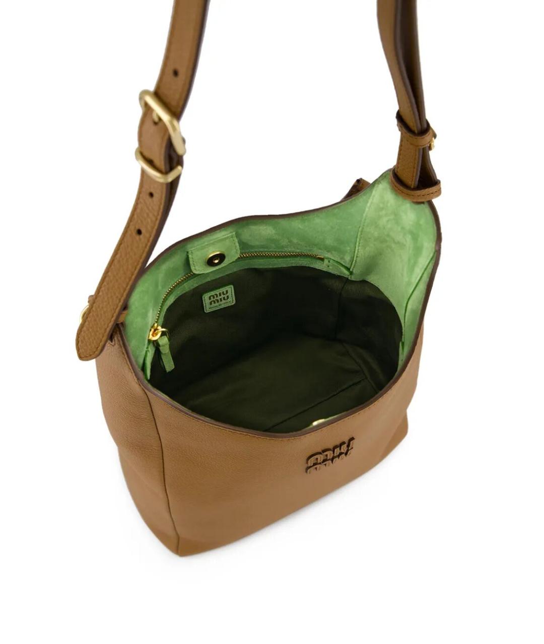 MIU MIU Коричневая кожаная сумка через плечо, фото 5
