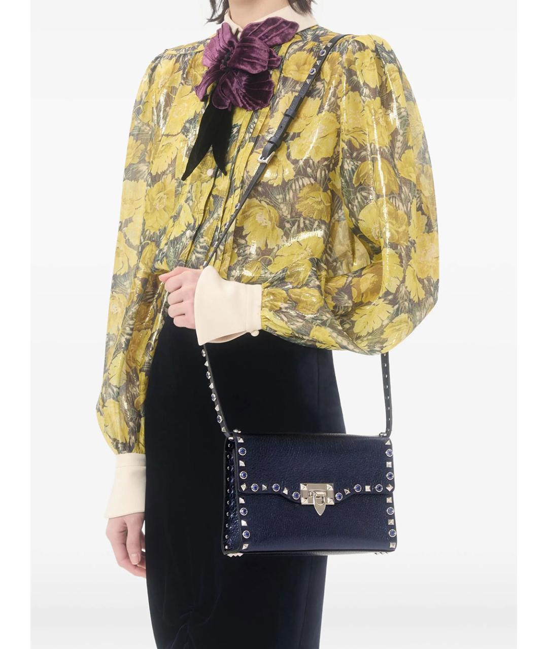 VALENTINO Синяя кожаная сумка через плечо, фото 2