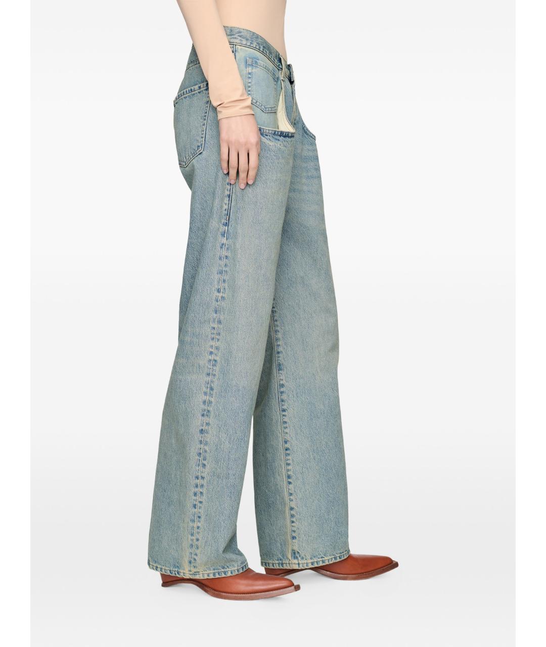 MAISON MARGIELA Голубые хлопковые прямые джинсы, фото 3