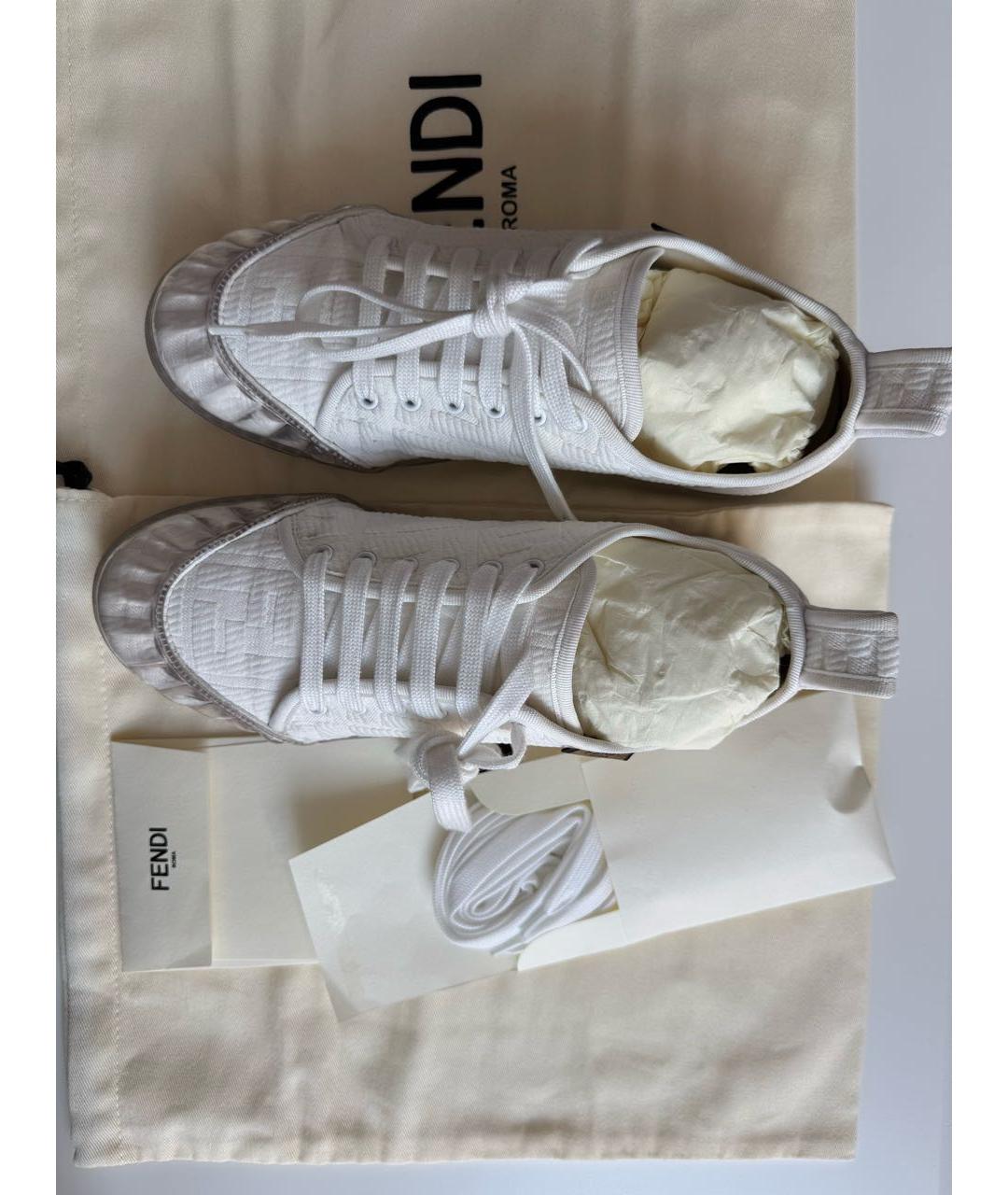 FENDI Белые текстильные кеды, фото 7