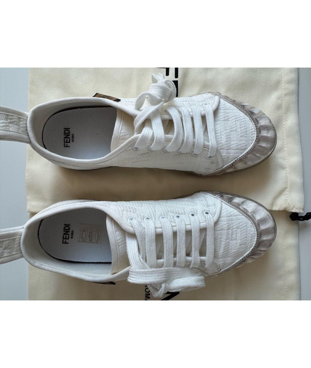 FENDI Белые текстильные кеды, фото 3