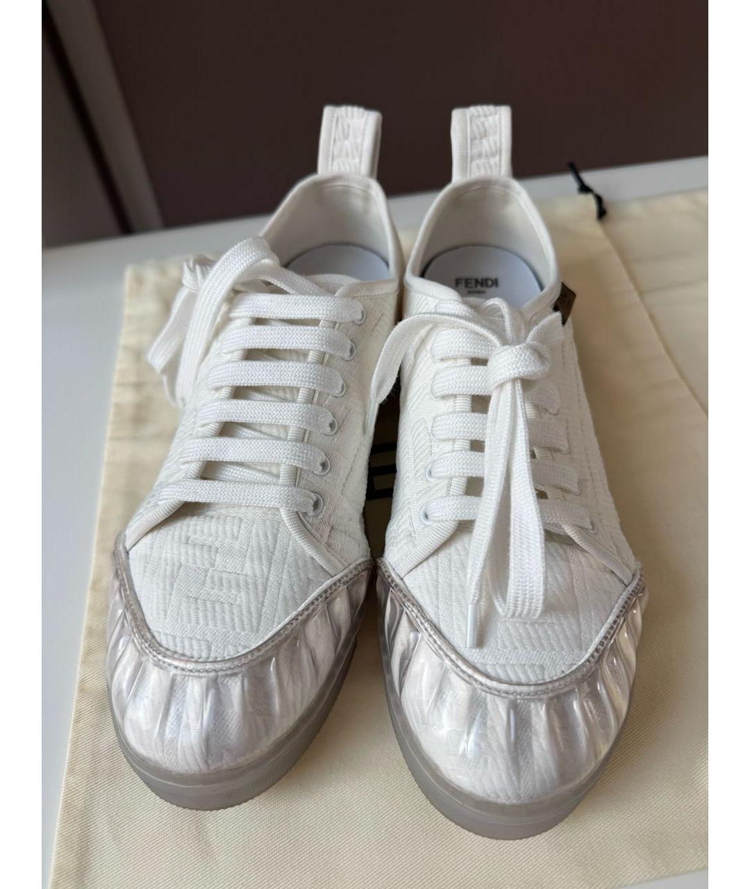 FENDI Белые текстильные кеды, фото 2