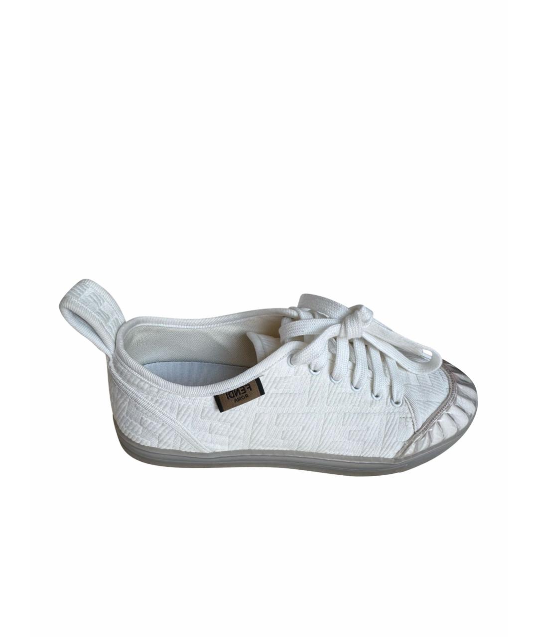 FENDI Белые текстильные кеды, фото 1