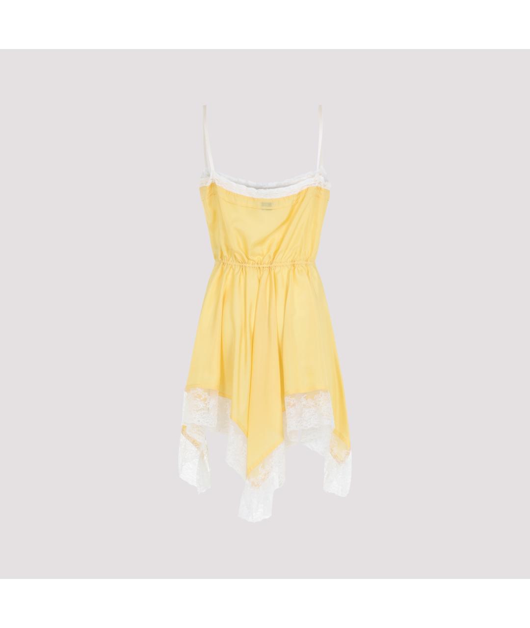 SAINT LAURENT Желтое шелковое повседневное платье, фото 3