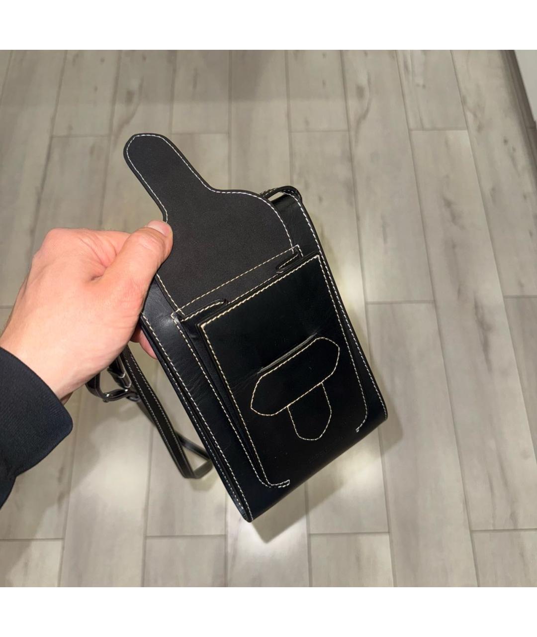 MAISON MARGIELA Черная кожаная сумка на плечо, фото 5