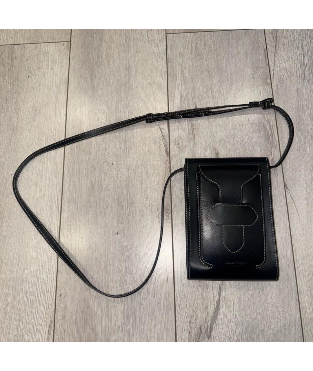 MAISON MARGIELA Черная кожаная сумка на плечо, фото 8
