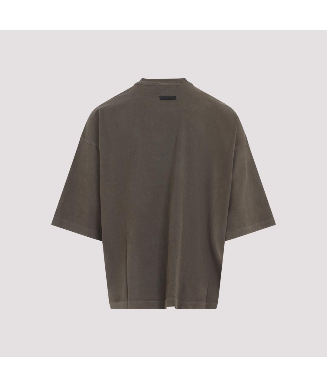 FEAR OF GOD Коричневая хлопковая футболка, фото 2