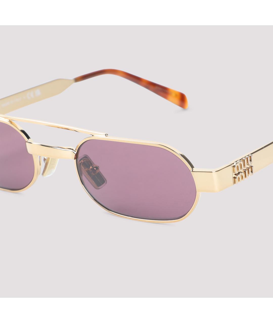 MIU MIU Золотые металлические солнцезащитные очки, фото 3