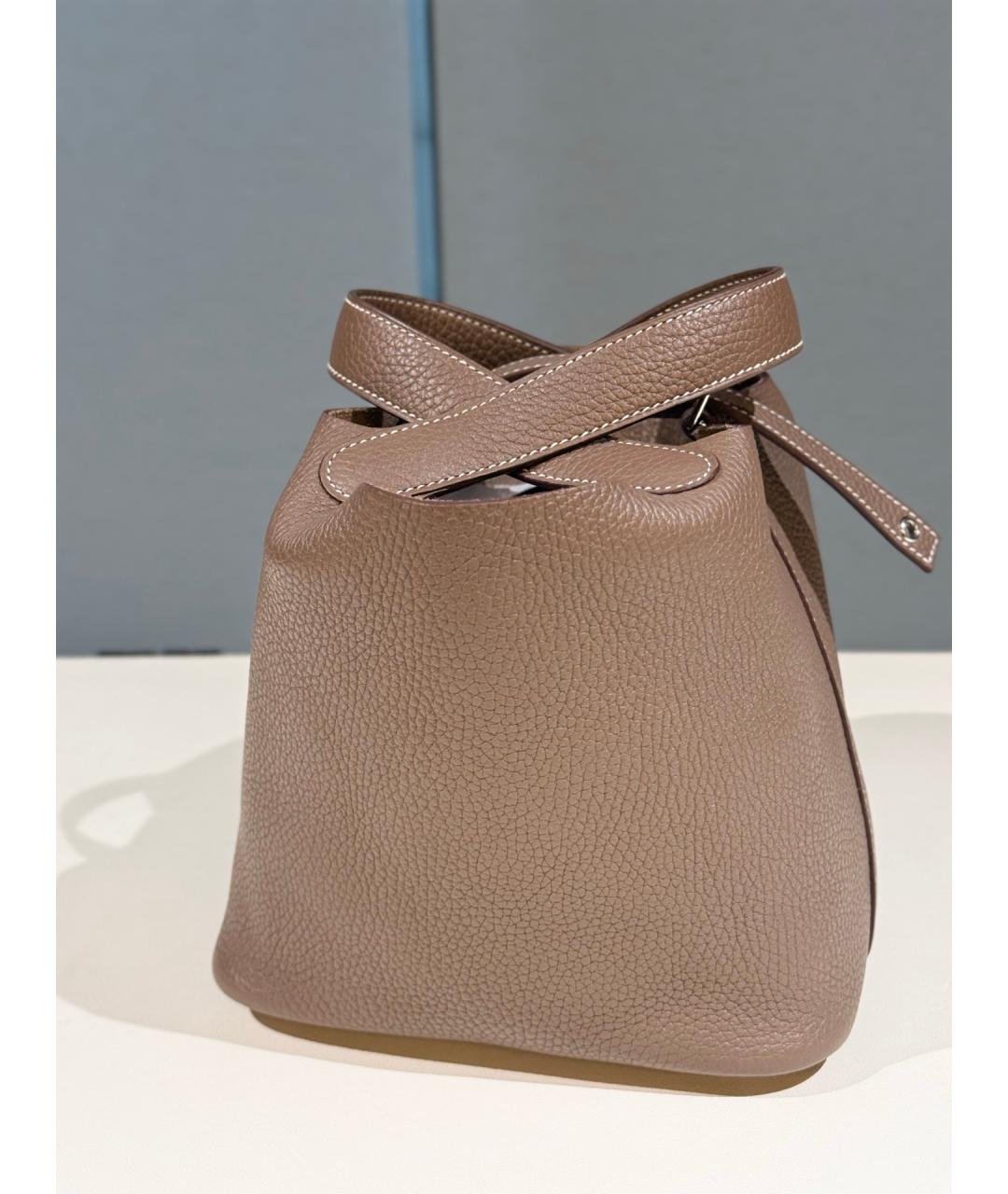 HERMES Коричневая кожаная сумка тоут, фото 5