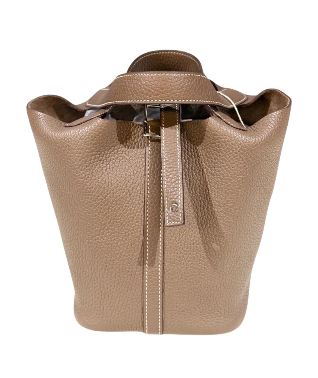 HERMES Коричневая кожаная сумка тоут, фото 1