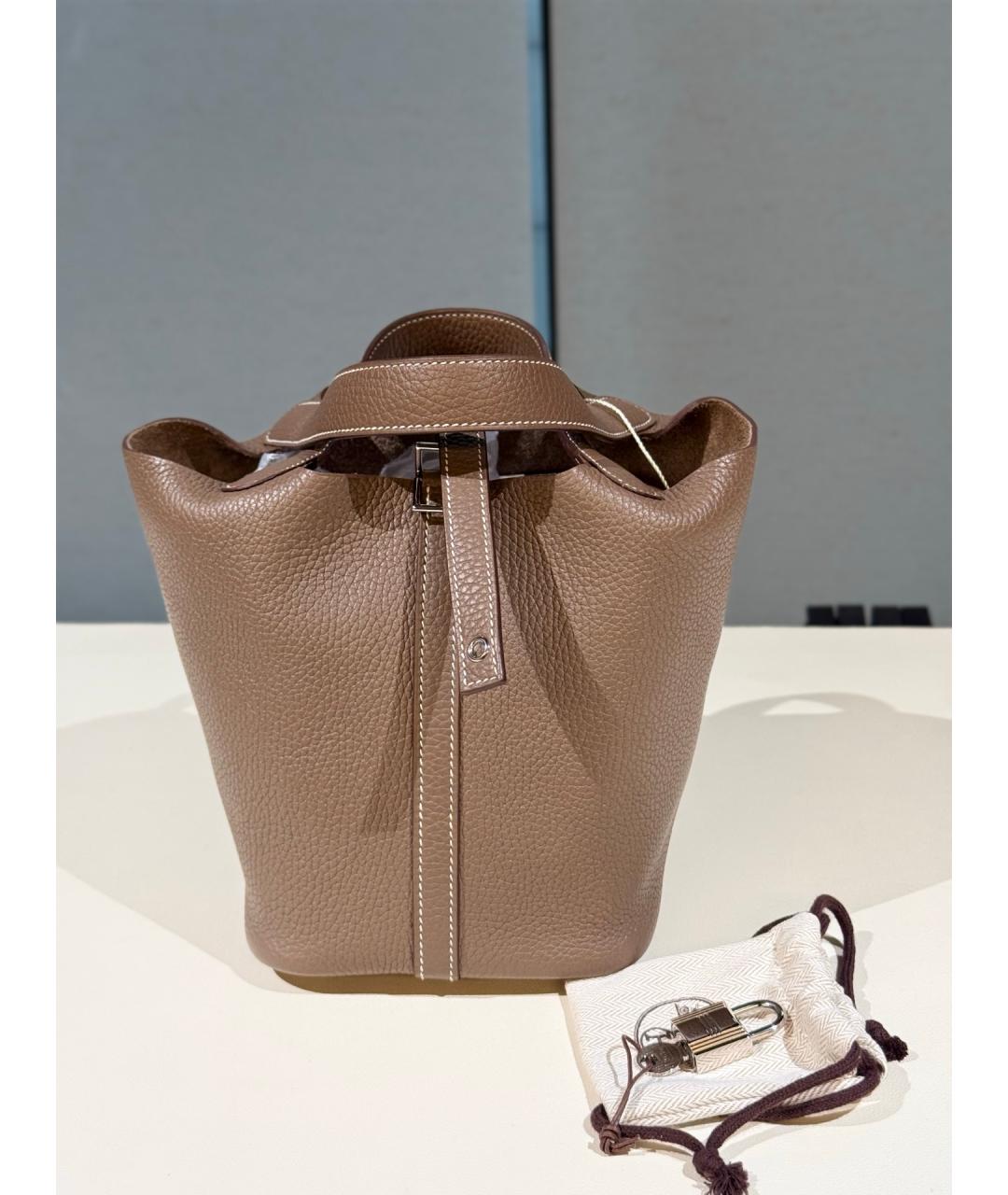 HERMES Коричневая кожаная сумка тоут, фото 2