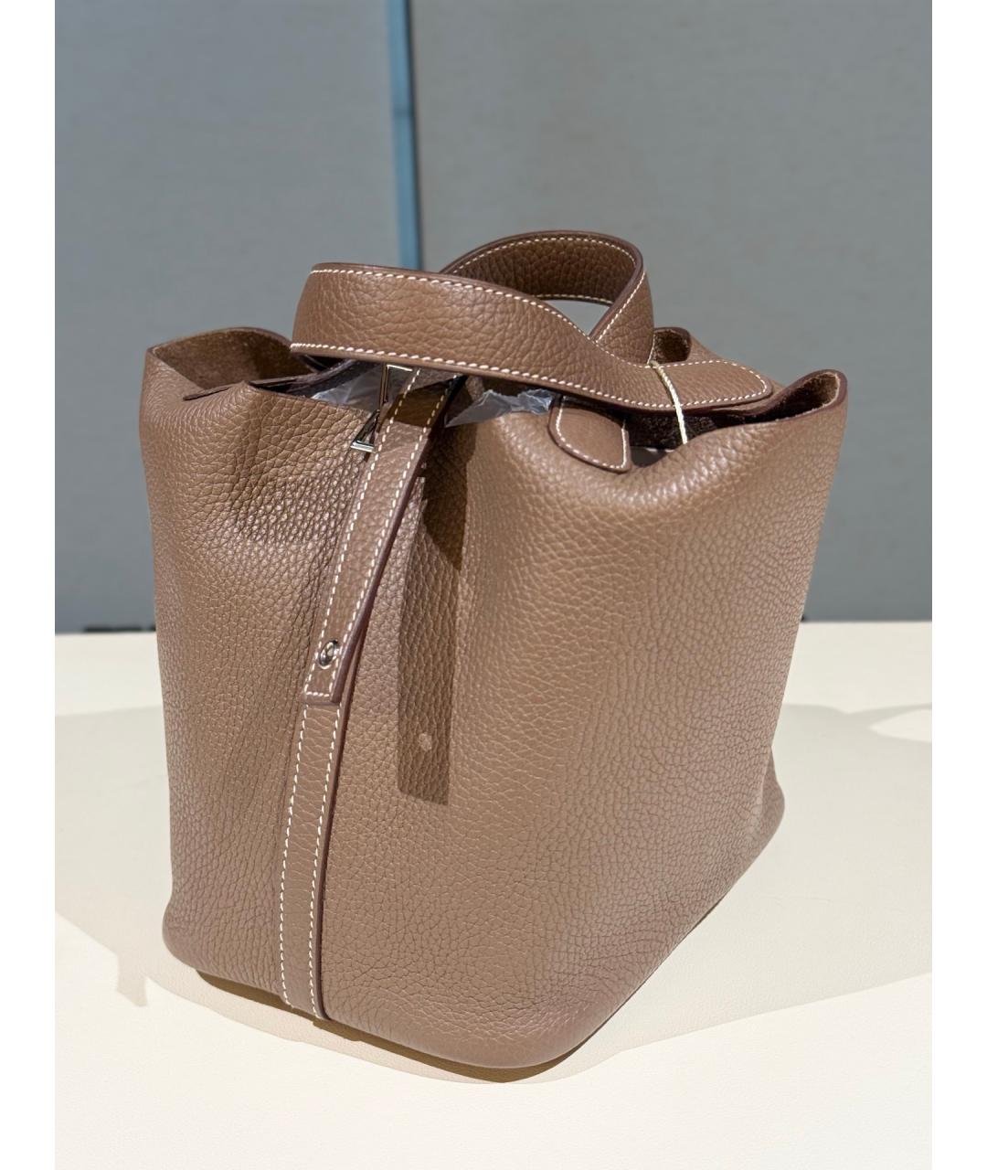 HERMES Коричневая кожаная сумка тоут, фото 3