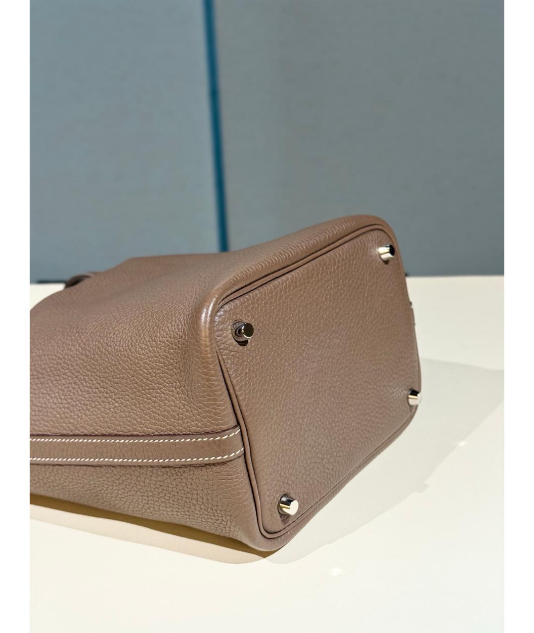 HERMES Коричневая кожаная сумка тоут, фото 8