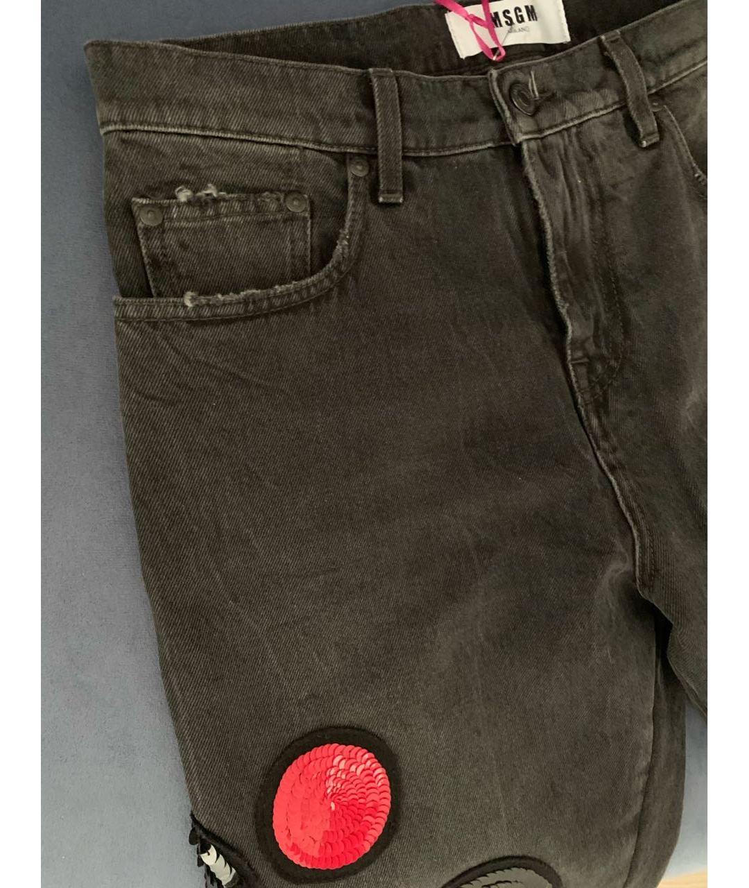 MSGM Черные хлопковые прямые джинсы, фото 4