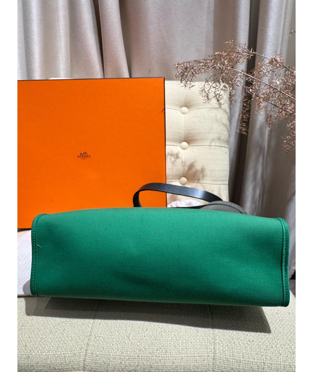HERMES Зеленая тканевая сумка через плечо, фото 5