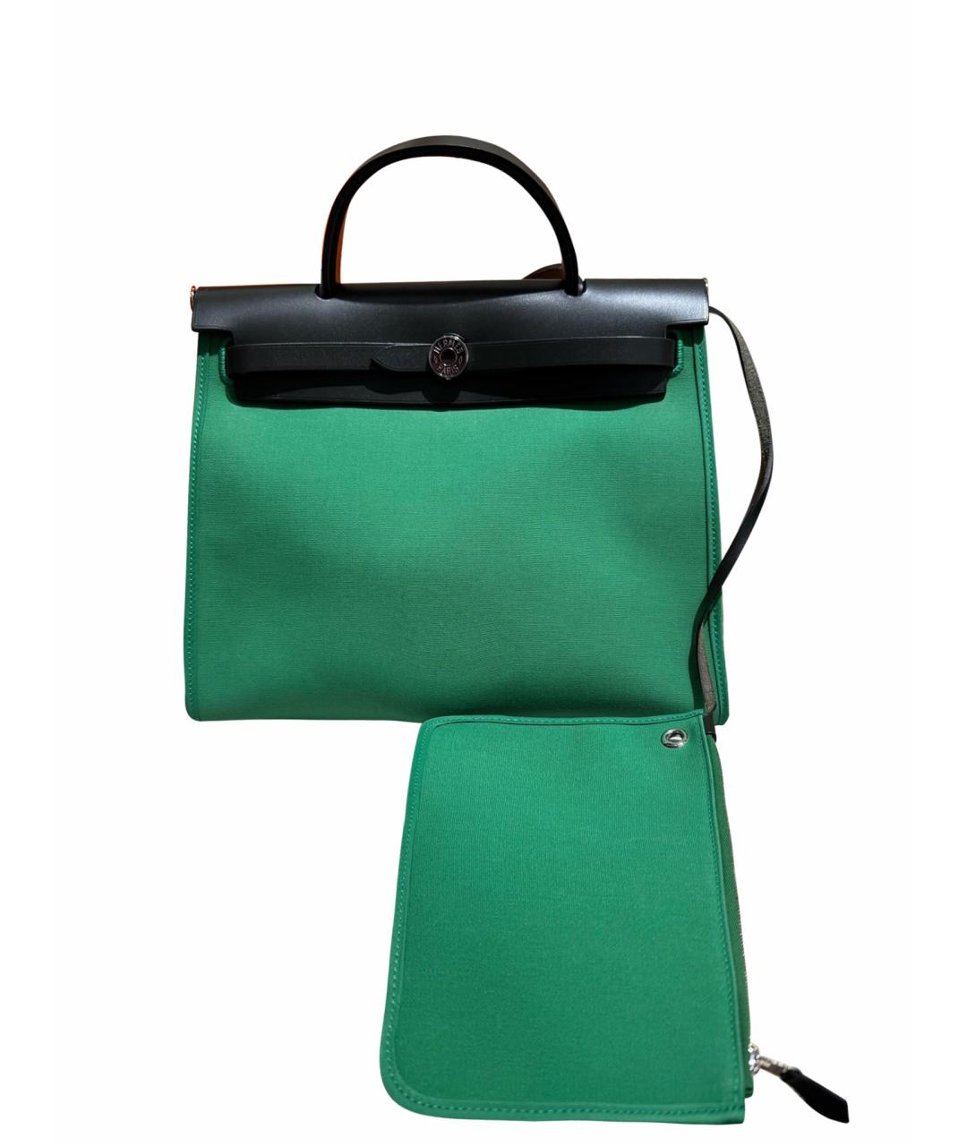 HERMES Зеленая тканевая сумка через плечо, фото 1