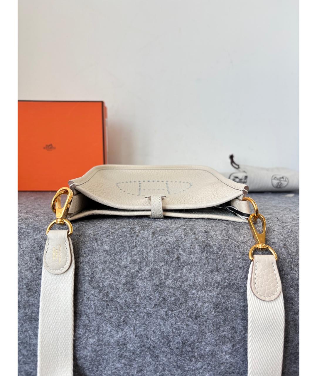 HERMES Белая кожаная сумка через плечо, фото 5
