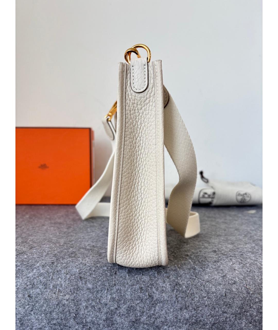 HERMES Белая кожаная сумка через плечо, фото 3