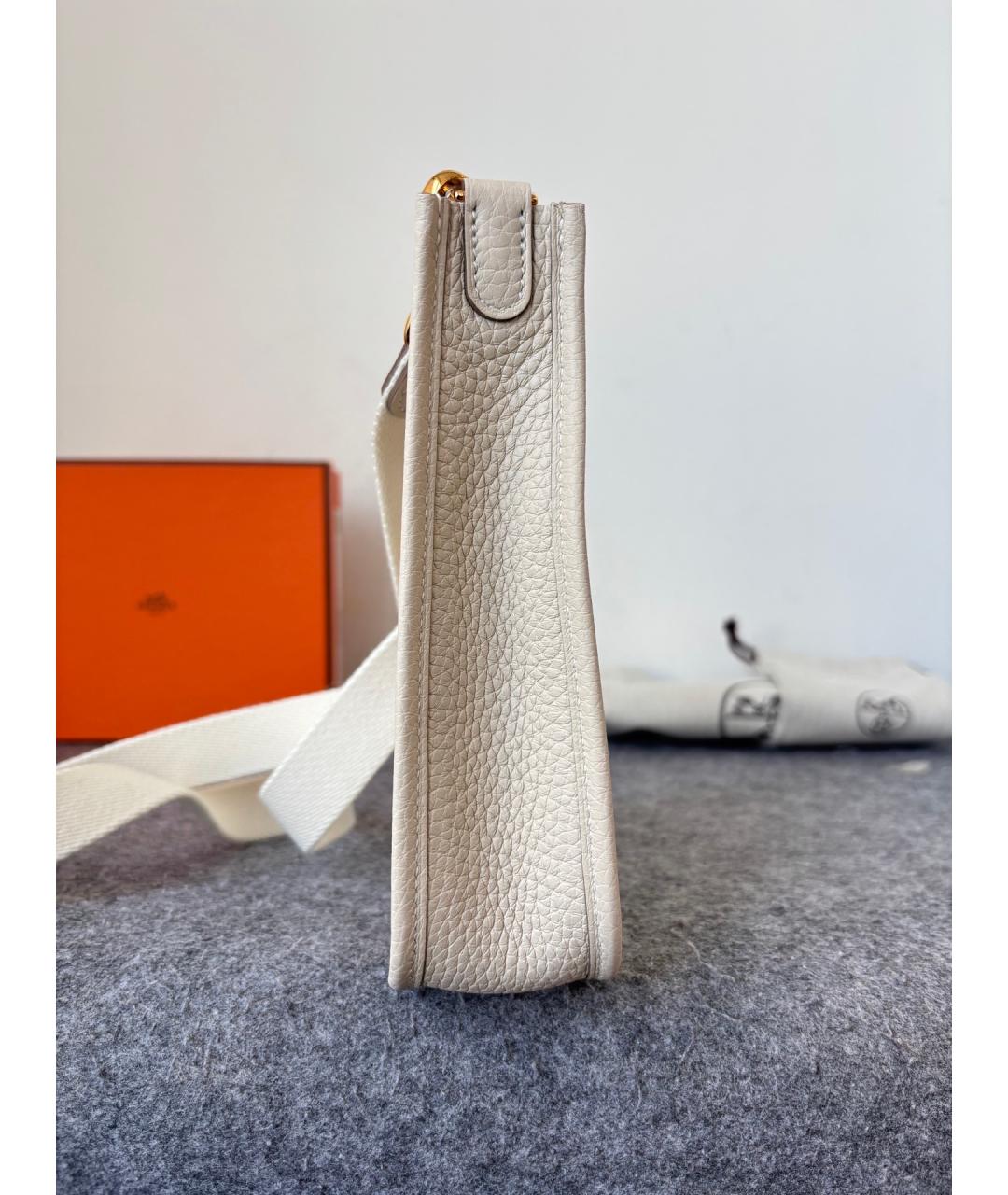 HERMES Белая кожаная сумка через плечо, фото 4