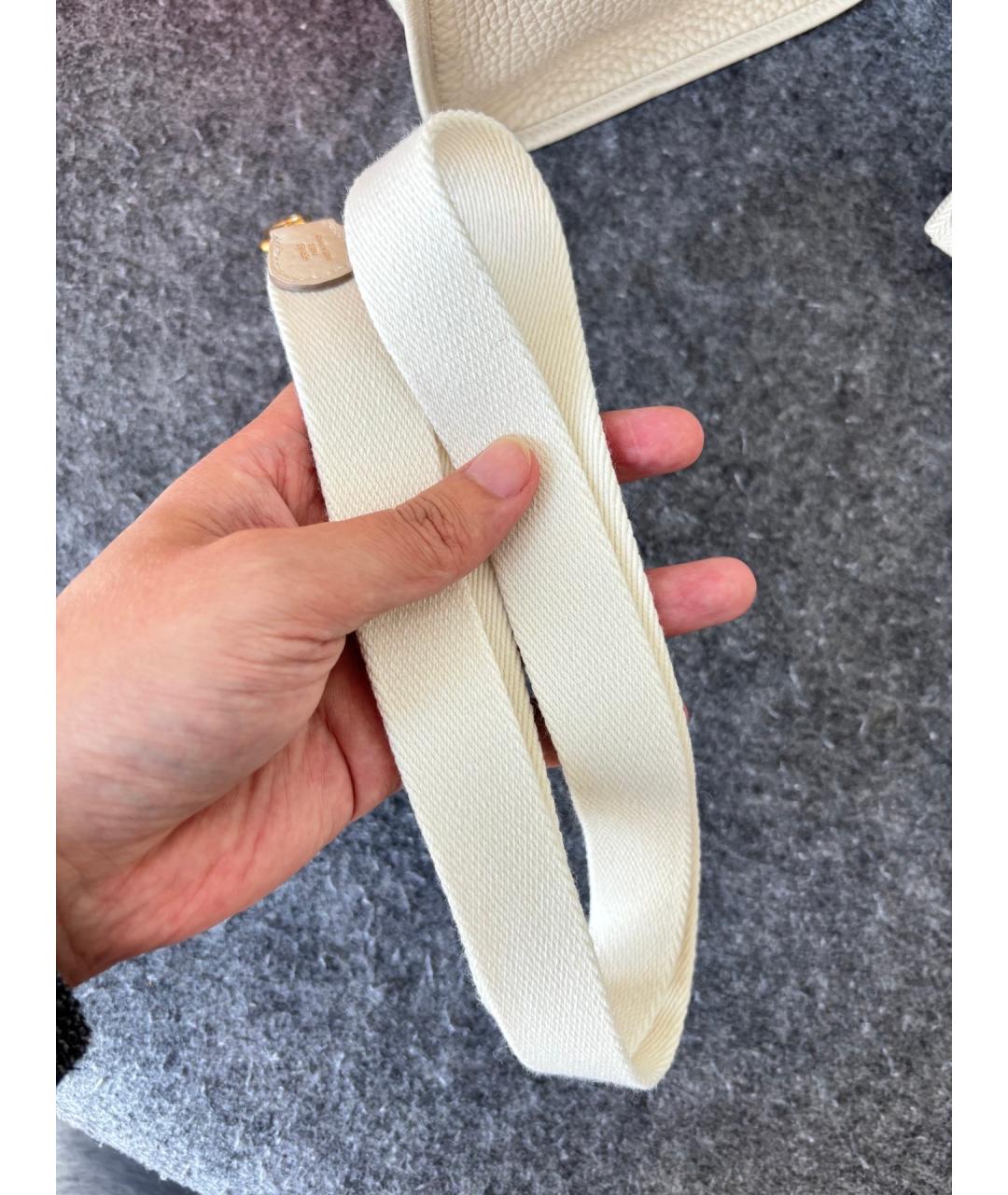 HERMES Белая кожаная сумка через плечо, фото 7