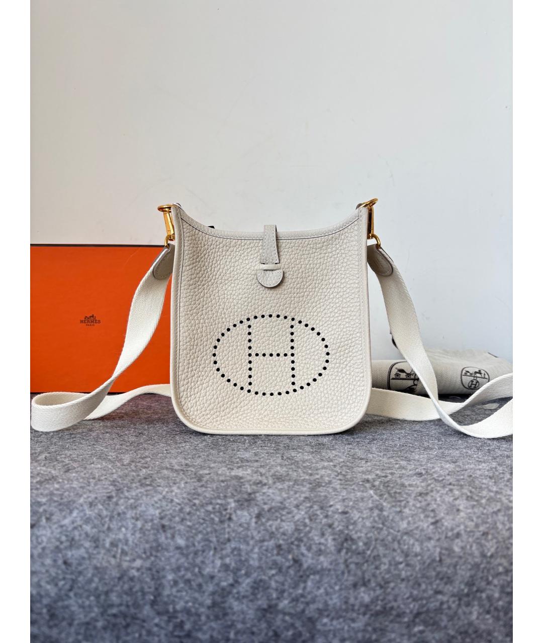 HERMES Белая кожаная сумка через плечо, фото 9