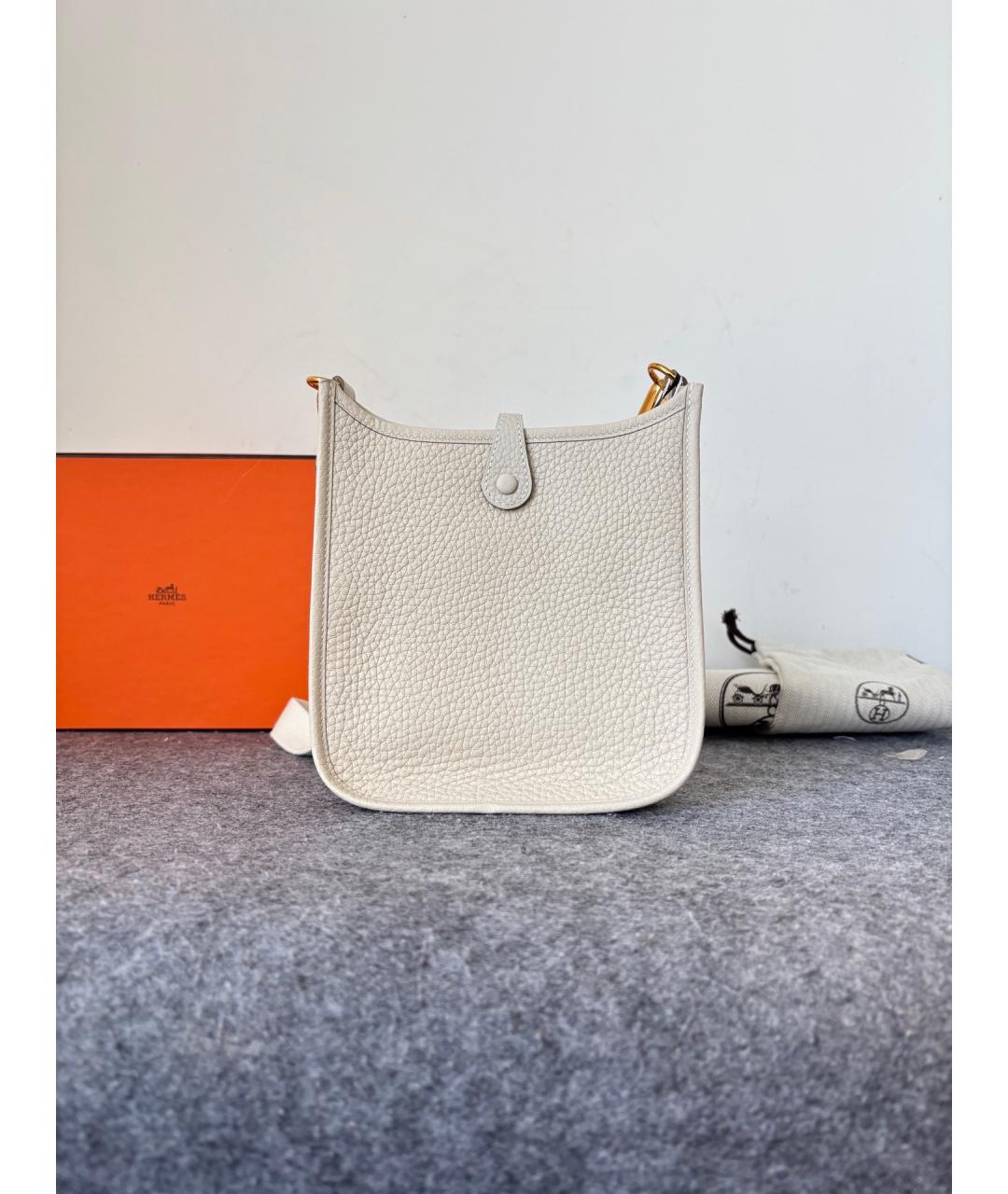HERMES Белая кожаная сумка через плечо, фото 2