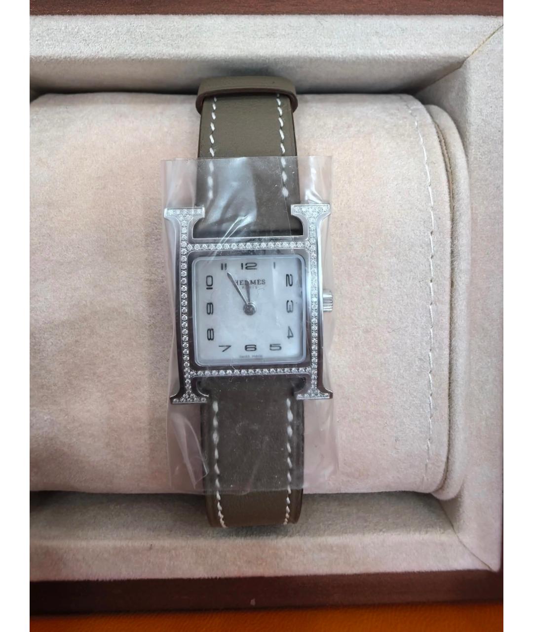 HERMES Белые стальные часы, фото 2