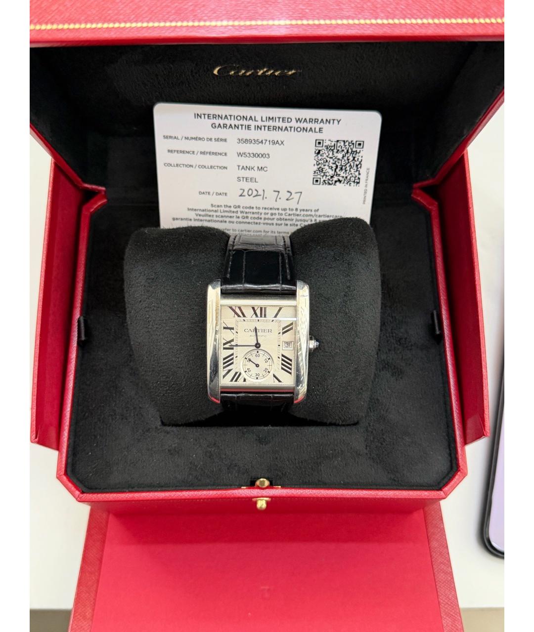 CARTIER Белые металлические часы, фото 4