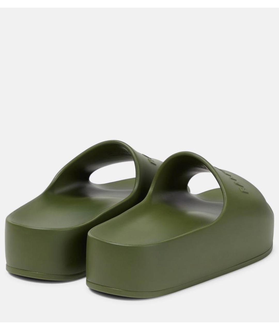 BALENCIAGA Хаки резиновые шлепанцы, фото 3