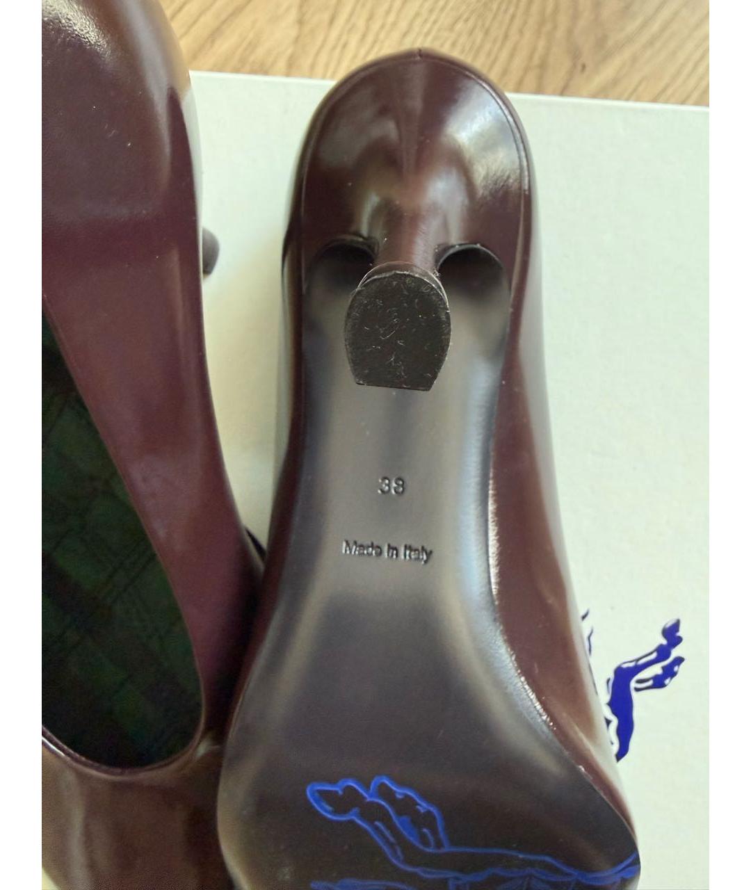 BURBERRY Бордовые туфли из лакированной кожи, фото 5