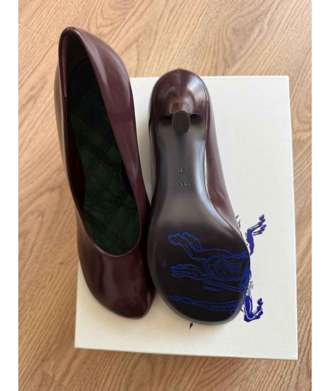 BURBERRY Бордовые туфли из лакированной кожи, фото 4