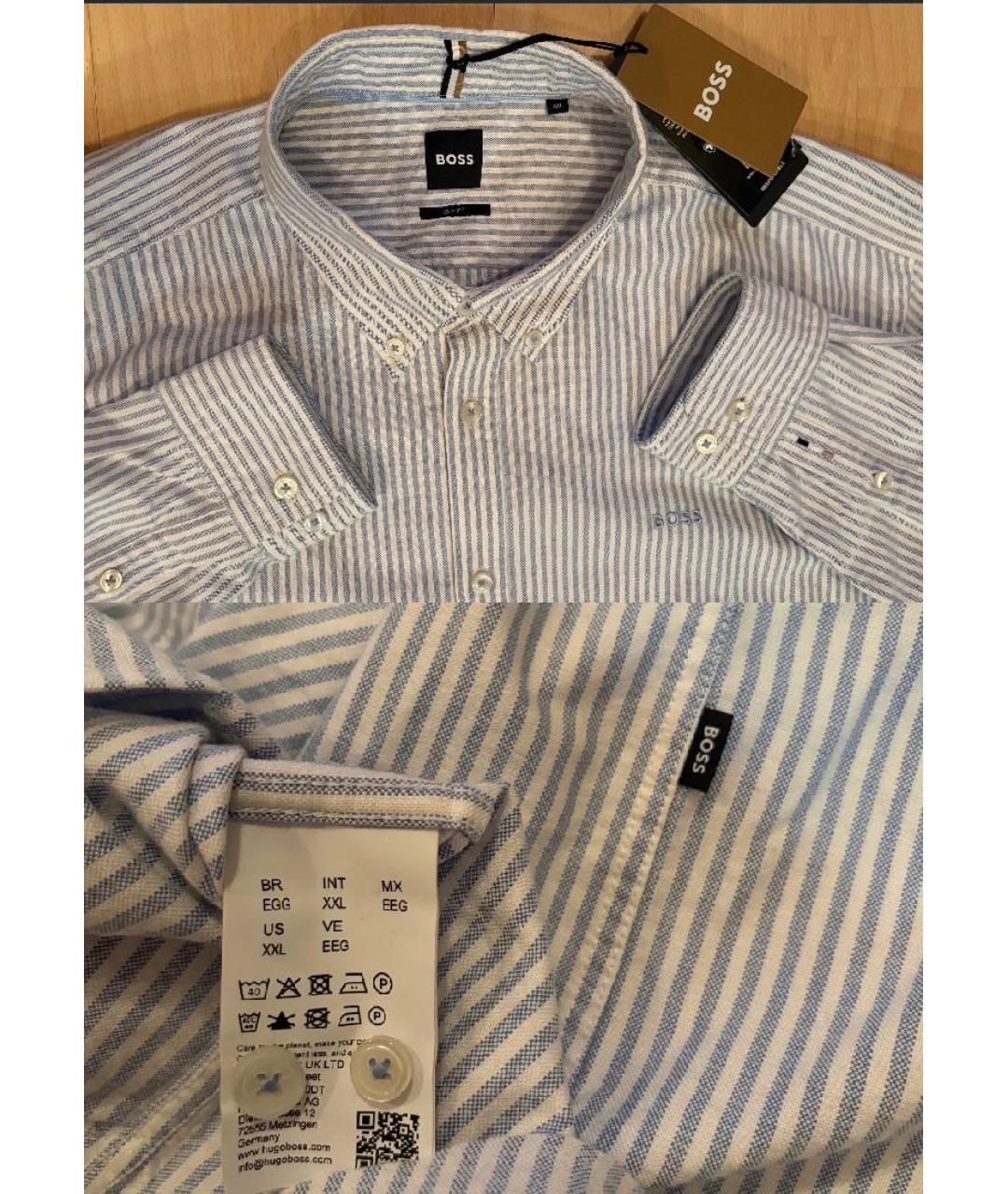 HUGO BOSS Голубая хлопковая кэжуал рубашка, фото 3