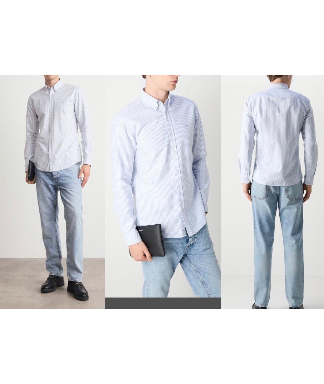 HUGO BOSS Голубая хлопковая кэжуал рубашка, фото 6