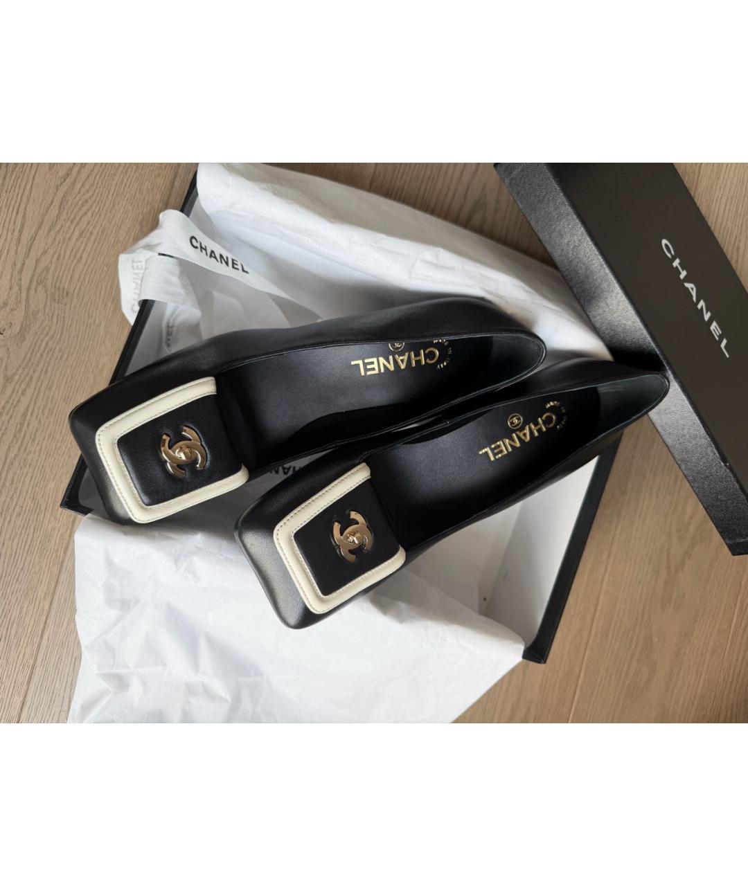 CHANEL Черные кожаные туфли, фото 5