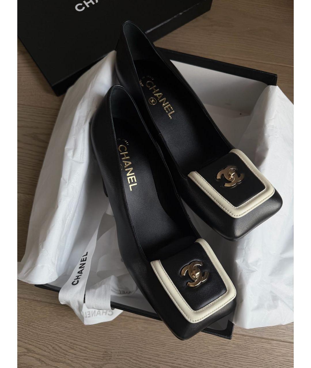 CHANEL Черные кожаные туфли, фото 6