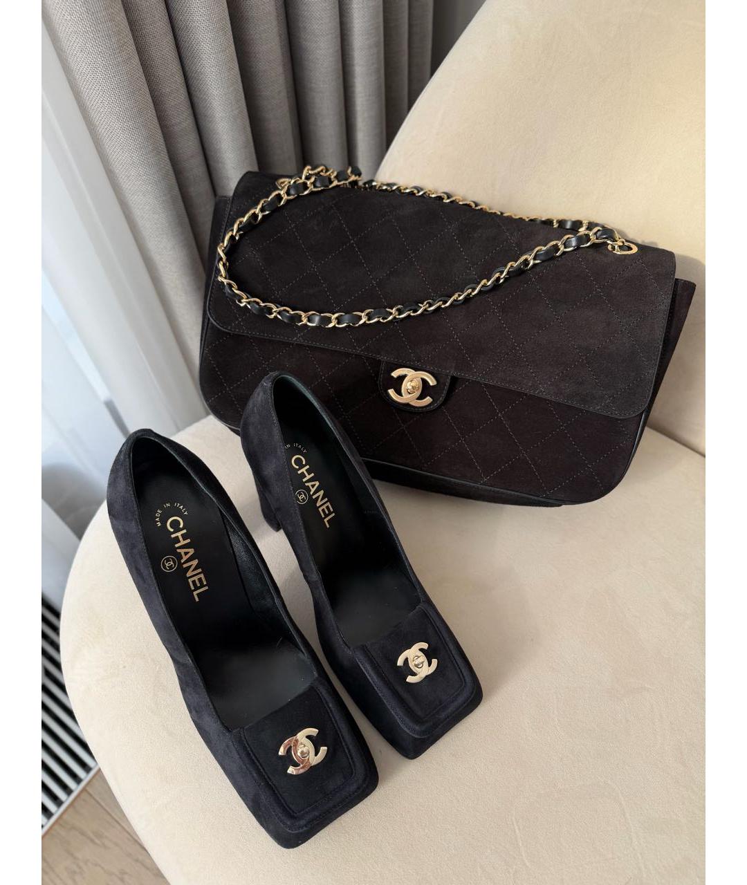 CHANEL Черные замшевые туфли, фото 3