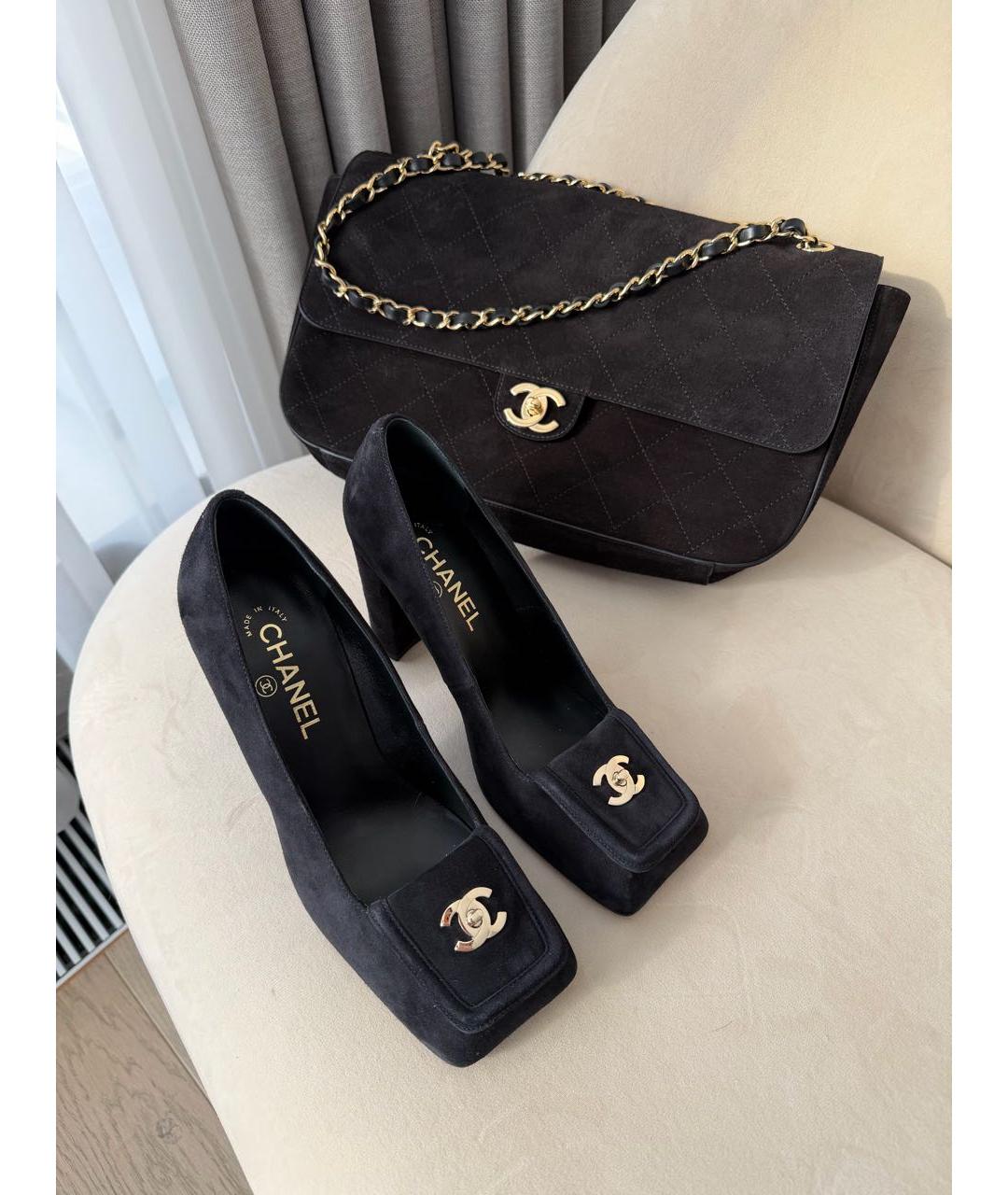 CHANEL Черные замшевые туфли, фото 5