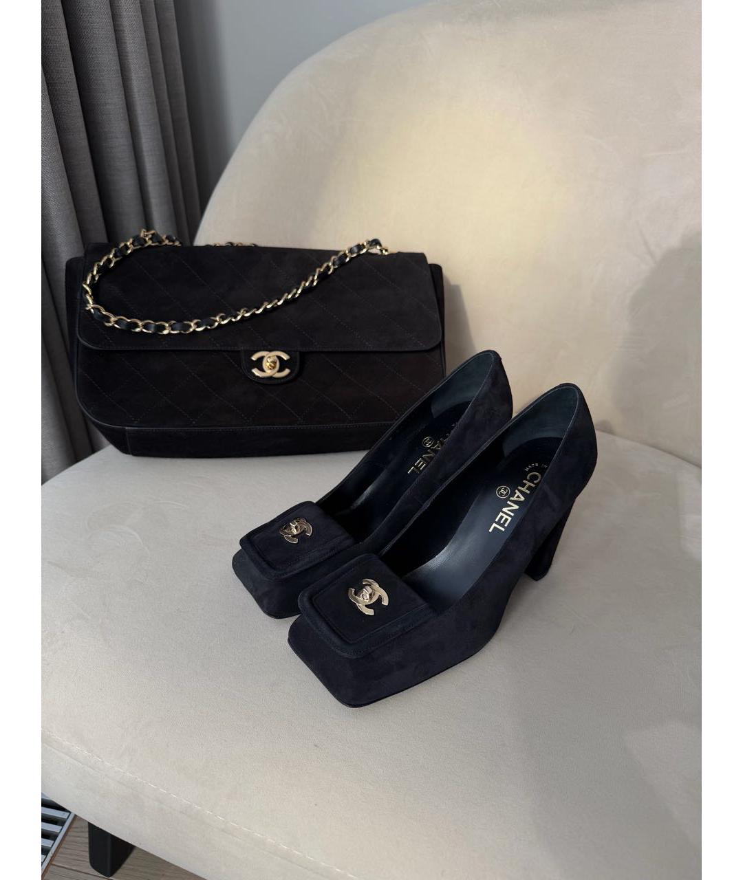 CHANEL Черные замшевые туфли, фото 6