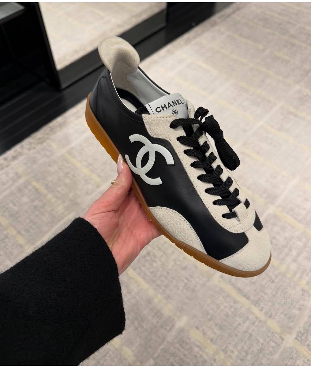 CHANEL Черные кожаные кеды, фото 5