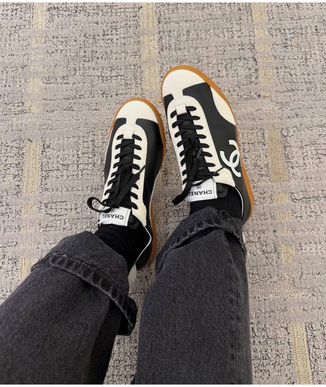 CHANEL Черные кожаные кеды, фото 4