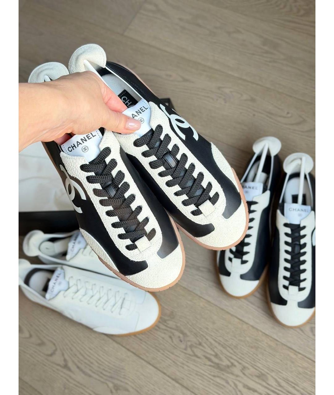 CHANEL Черные кожаные кеды, фото 3