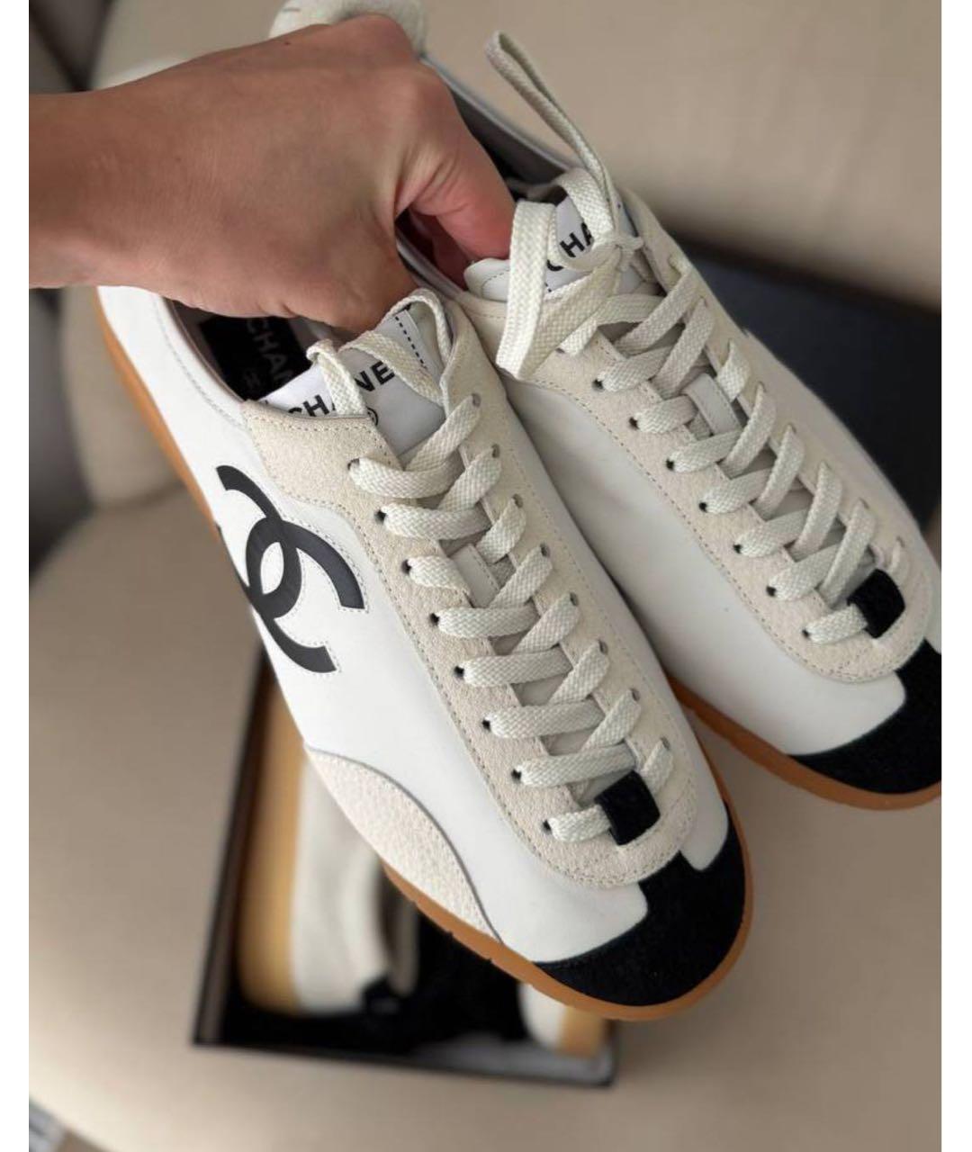 CHANEL Белые кожаные кеды, фото 3