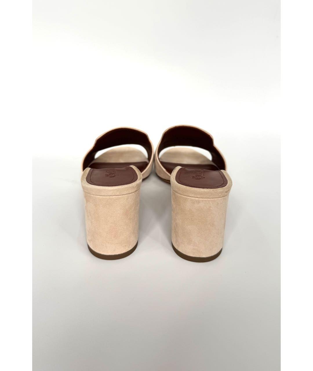 LORO PIANA Бежевые замшевые мюли, фото 4