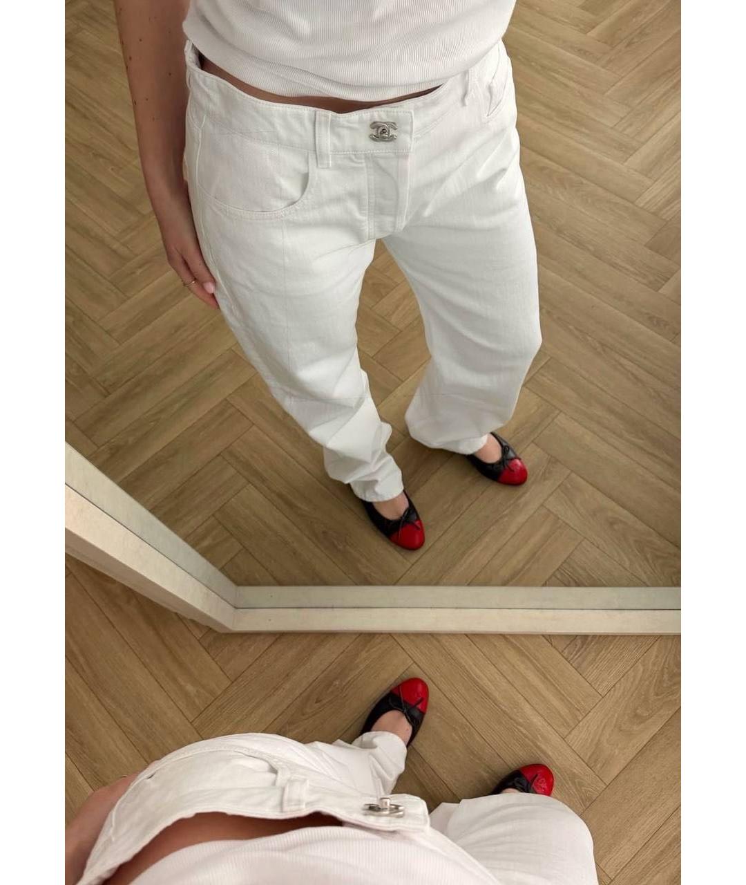 CHANEL Белые хлопковые прямые джинсы, фото 3